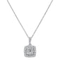 <span style="color:purple">SPECIAL!</span>.1.04ct 14k White Gold Square Diamond Pendant Necklace 18"Long