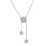 .96ct 14k White Gold Diamond Lariat Drop Pendant Necklace 18"Long