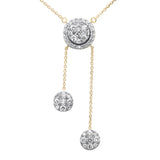 1.04ct G SI 14K Yellow Gold Diamond Round Halo & Dangling Pendant Necklace 16" + 2" EXT