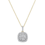 1.03ct 14k Yellow Gold Square Diamond Designer Pendant Necklace