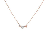.06ct G SI 14k Rose Gold Diamond Hearts Pendant Necklace 18" Long