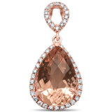 <span>GEMSTONE CLOSEOUT! </span> 2.46cts 14k Rose Gold Pear Shape Morganite & Diamond Designer Pendant