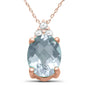 <span>GEMSTONE CLOSEOUT </span>! 1.50ct 10k Rose Gold Diamond & Aquamarine Gemstone Pendant Necklace 18" Long