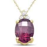 <span>GEMSTONE CLOSEOUT </span>! 2.20ct 10k Yellow Gold Rhodolite & Diamond Pendant Necklace 18" Long
