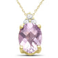 <span>GEMSTONE CLOSEOUT </span>! 1.64ct 10k Yellow Gold Pink Amethyst & Diamond Pendant Necklace 18" Long