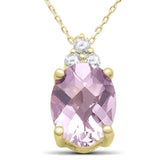 <span>GEMSTONE CLOSEOUT </span>! 1.64ct 10k Yellow Gold Diamond & Pink Amethyst Gemstone Pendant Necklace 18" Long