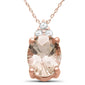 <span>GEMSTONE CLOSEOUT </span>! 1.59ct 10k Rose Gold Morganite & Diamond Pendant Necklace 18" Long