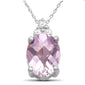 <span>GEMSTONE CLOSEOUT </span>! 1.54ct 10k White Gold Pink Amethyst & Diamond Pendant Necklace 18" Long