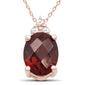 <span>GEMSTONE CLOSEOUT </span>! 2.18cts 10k Rose gold Oval Garnet & Diamond Pendant