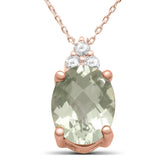<span>GEMSTONE CLOSEOUT </span>! 1.91cts 10k Rose Gold Diamond & Oval Green Amethyst Pendant