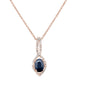 <span>GEMSTONE CLOSEOUT </span>! 1.04ct 10k Rose Gold Blue Sapphire & Diamond Solitaire Pendant Necklace 18"