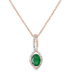 <span>¡LIQUIDACIÓN DE PIEDRAS PRECIOSAS </span>! Colgante solitario de esmeralda y diamante de oro rosa de 10k y 0,90 ct, 45 cm