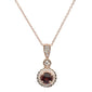<span>GEMSTONE CLOSEOUT </span>! .71cts 10k Rose Gold Round Garnet & Diamond Necklace 18" Long