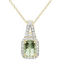 <span>GEMSTONE CLOSEOUT </span>! 1.78cts 10k Yellow Gold Green Amethyst & Diamond Pendant Necklace 18" Long