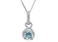<span>GEMSTONE CLOSEOUT! </span>1.34cts 10k White gold Round Aquamarine & Diamond Necklace 18" Long