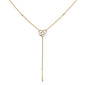 .09ct 14kt Yellow Gold Diamond Drop Heart Lariat Pendant Necklace 18"+ 2"