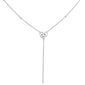 .09cts 14k White Gold Diamond Heart Lariat Drop Dangle Pendant Necklace 18"