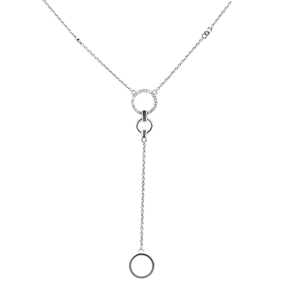 <span>DIAMOND CLOSEOUT! </span>.11ct 14kt White Gold Diamond Drop Lariat Pendant Necklace 18"+ 2" Ext