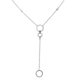 <span>DIAMOND CLOSEOUT! </span>.11ct 14kt White Gold Diamond Drop Lariat Pendant Necklace 18"+ 2" Ext