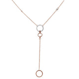 .09ct 14kt Rose Gold Diamond Drop Circle Lariat Pendant Necklace 18"+2" Ext