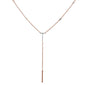 <span>DIAMOND CLOSEOUT! </span> .08ct 14kt Rose Gold Diamond Drop Lariat Pendant Necklace 18"+ 2" Ext.