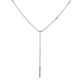 .08ct 14kt Rose Gold Diamond Drop Lariat Pendant Necklace 18"+ 2" Ext.