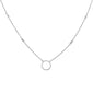 .11ct 14kt White Gold Diamond Trendy Circle Pendant Necklace 18"+ 2" Ext