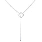 .10ct 14kt White Gold Diamond Clover Lariat Drop Pendant Necklace 18"