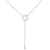 .10ct 14kt White Gold Diamond Clover Lariat Drop Pendant Necklace 18"