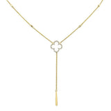.11cts 14k Yellow Gold Diamond Flower Drop Dangle Pendant Necklace 16+2" Ext