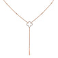 <span>DIAMOND CLOSEOUT! </span>.16cts 14k Rose Gold Diamond Clover Drop Lariat Pendant Necklace 18"