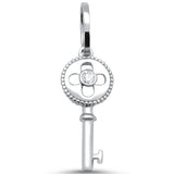 <span>DIAMOND CLOSEOUT! </span>.05ct 14kt White Gold Diamond Pendant 1" Key