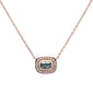 <span>GEMSTONE CLOSEOUT! </span>.60cts 14k Rose Gold Aquamarine Diamond Pendant Necklace 18"