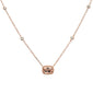 <span>GEMSTONE CLOSEOUT! </span>.99cts 14k Rose Gold Cushion Morganite Diamond Pendant Necklace 18"