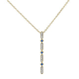<span>GEMSTONE CLOSEOUT </span>! .16ct 10k Yellow Gold Sapphire & Diamond Antique Style Pendant