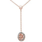 <span>GEMSTONE CLOSEOUT </span>! .54cts 10k Rose Gold Morganite & Diamond Lariat Pendant Necklace 18" Long