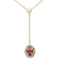 <span>GEMSTONE CLOSEOUT </span>! .70cts 10k Yellow Gold Garnet & Diamond Lariat Pendant Necklace 18" Long