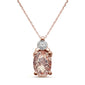 <span>GEMSTONE CLOSEOUT </span>! .78ct 10k Rose Gold Morganite & Diamond Solitaire Pendant Necklace 18"