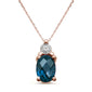 <span>GEMSTONE CLOSEOUT </span>! .8ct 10k Rose Gold Blue Topaz & Diamond Solitaire Pendant Necklace 18"
