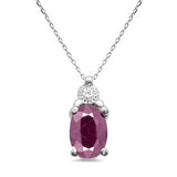 <span>CIERRE DE EXISTENCIAS DE PIEDRAS PRECIOSAS</span>! Collar con colgante solitario de rubí y diamantes de oro blanco de 10k y 0,79 ct, 45 cm