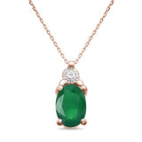 <span>GEMSTONE CLOSEOUT </span>! .73ct 10k Rose Gold Oval Emerald & Diamond Pendant 18" Long