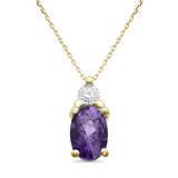 <span>GEMSTONE CLOSEOUT </span>! .70ct 10k Yellow Gold Amethyst & Diamond Solitaire Pendant Necklace 18"