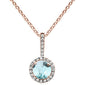 .53ct 10k Rose Gold Natural Aquamarine & Diamond Pendant Necklace 18"