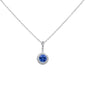 <span>GEMSTONE CLOSEOUT </span>! .65ct 10k White Gold Blue Sapphire & Diamond Drop Pendant Necklace 18"