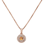 <span>GEMSTONE CLOSEOUT </span>! .36cts 10k Rose Gold Diamond & Round Citrine Gemstone Pendant