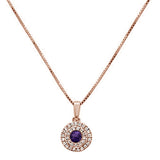 <span>GEMSTONE CLOSEOUT </span>! .37cts 10k Rose Gold Diamond & Round Amethyst Pendant