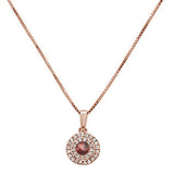 <span>GEMSTONE CLOSEOUT </span>! .50ct 10k Rose Gold Diamond & Round Garnet Pendant Necklace