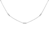 .19ct 14k White Gold Diamond 3 Bezel Station Necklace 18" Long