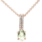 <span>GEMSTONE CLOSEOUT </span>! .55ct 10k Rose Gold Green Ametyst & Diamond Solitaire Pendant Necklace 18"