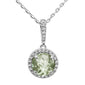 <span>GEMSTONE CLOSEOUT </span>! .83ct 10K White Gold Natural Green Amethyst & Diamond Pendant Necklace 18"